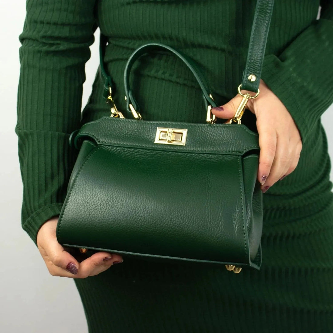 Bolso de Piel Pregato Delta Verde - KimondoShop