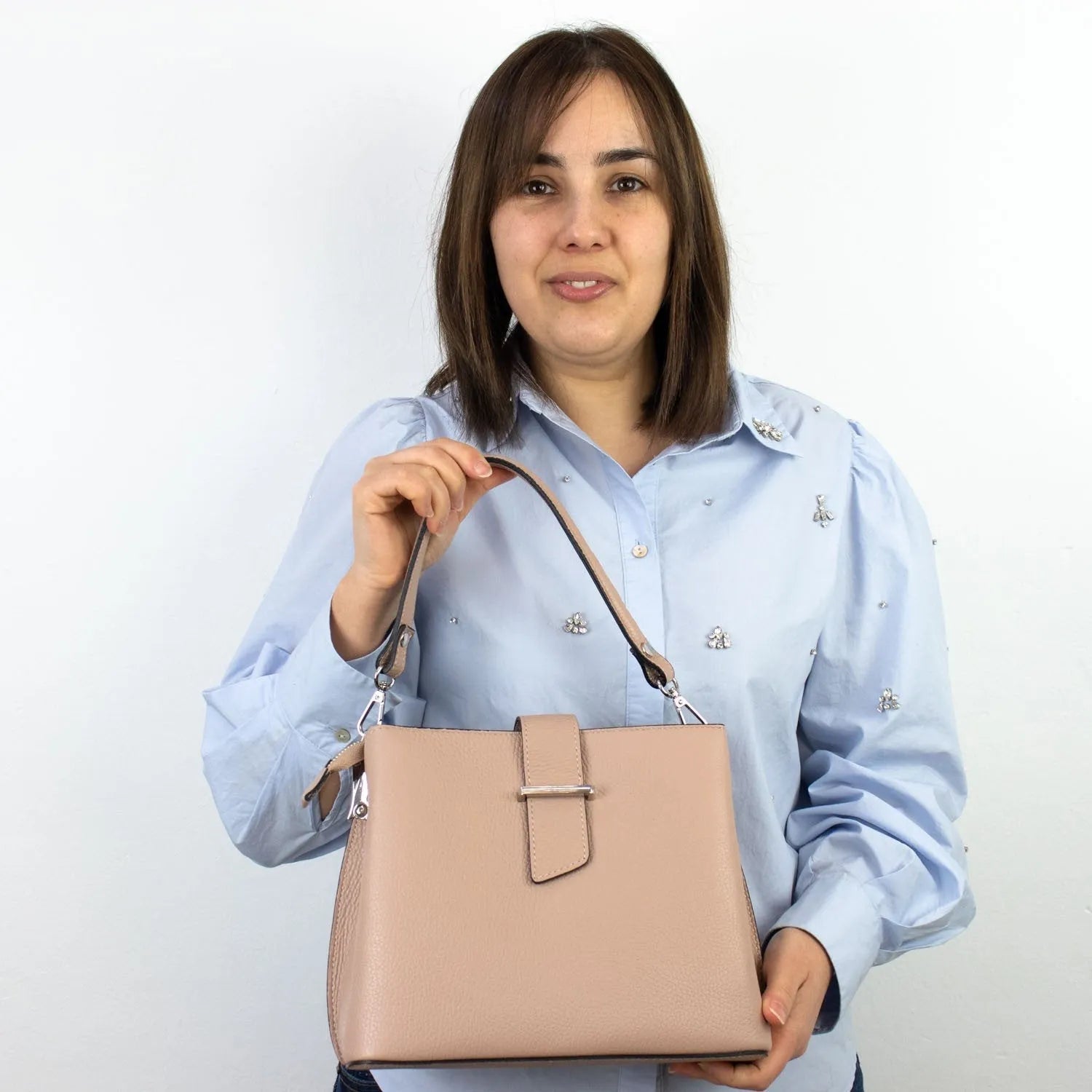 Bolso de Piel Pregato Eterea Nude - KimondoShop