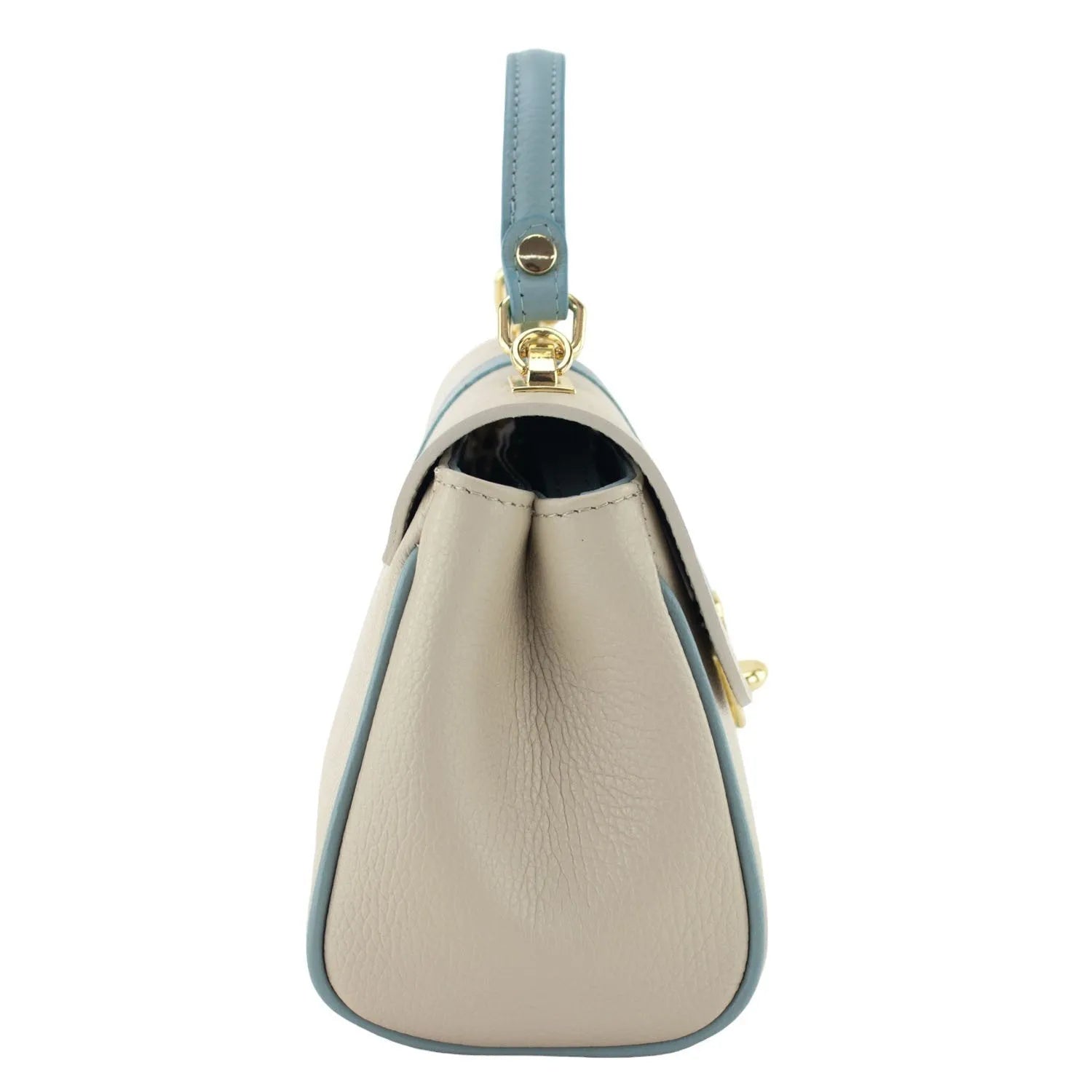 Bolso de Piel Pregato Idillio Bicolor Azul claro Beige - KimondoShop