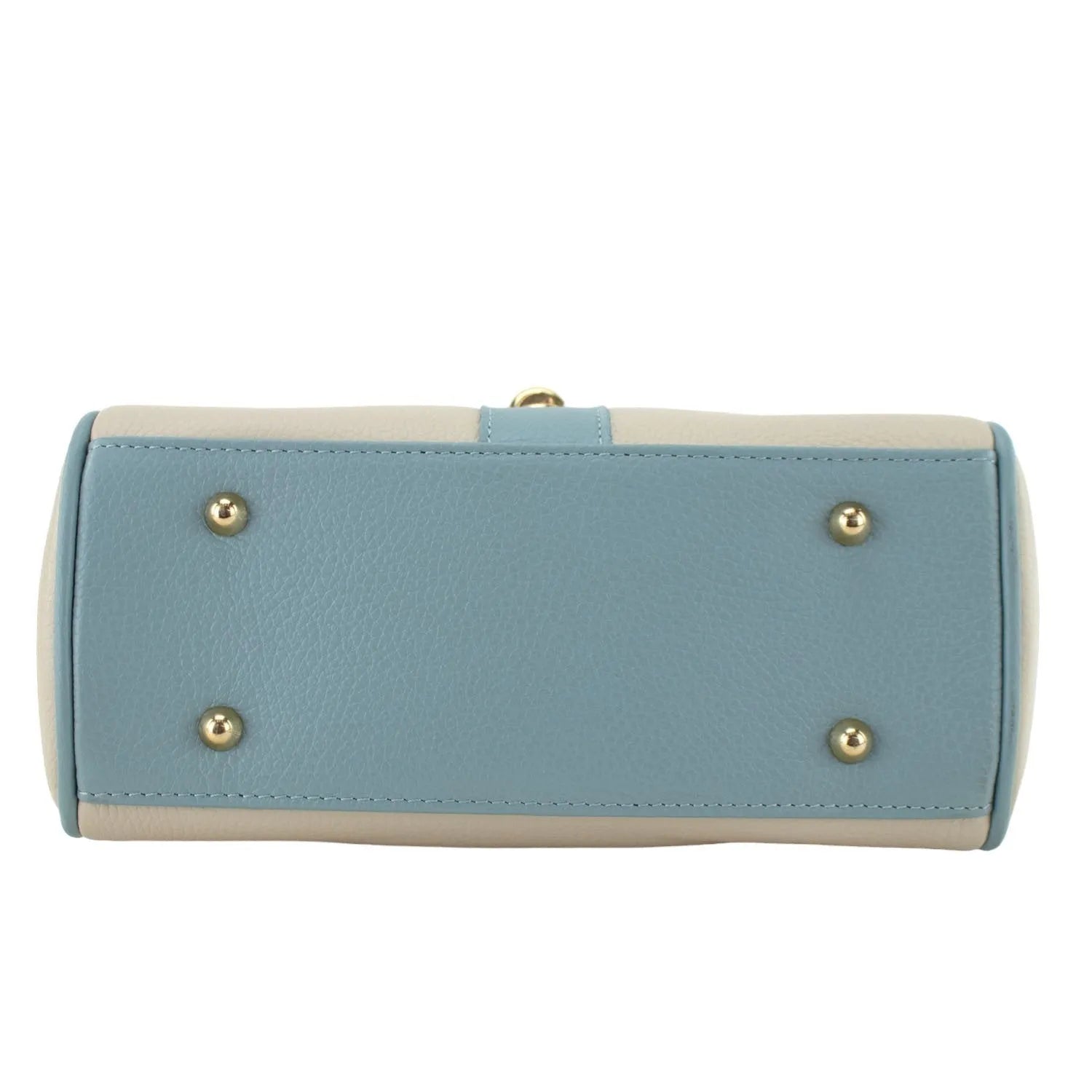 Bolso de Piel Pregato Idillio Bicolor Azul claro Beige - KimondoShop