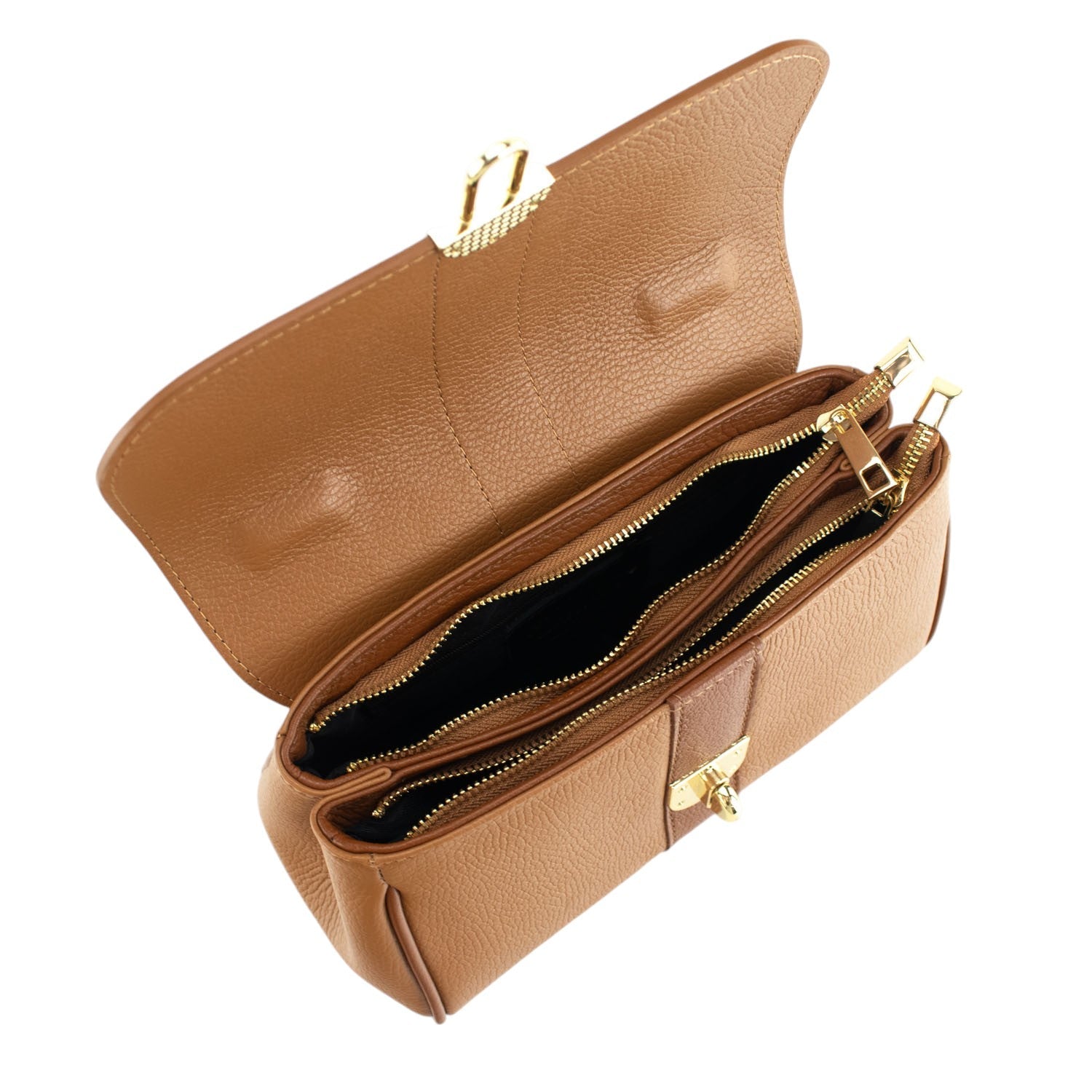 Bolso de Piel Pregato Idillio Bicolor Camel Marrón - KimondoShop