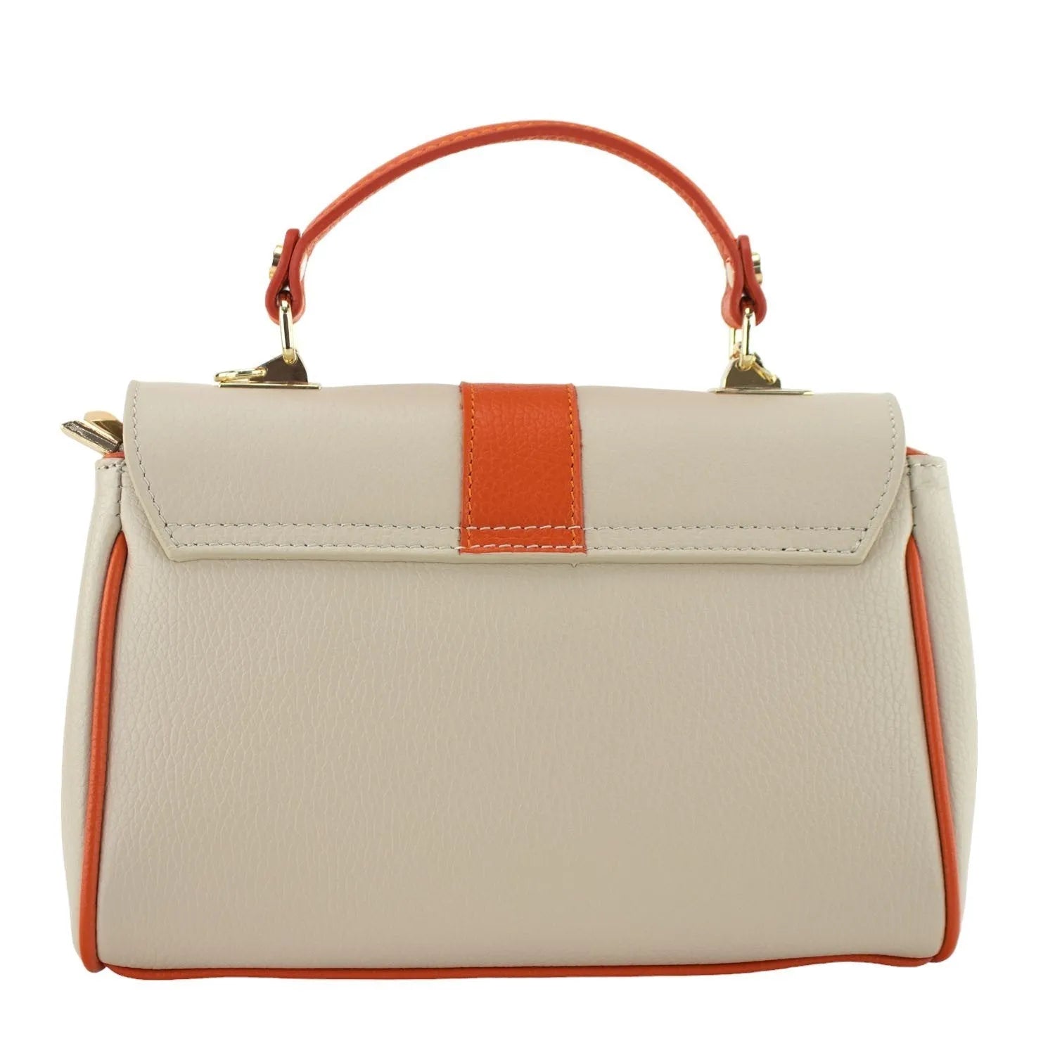 Bolso de Piel Pregato Idillio Bicolor Naranja Beige - KimondoShop