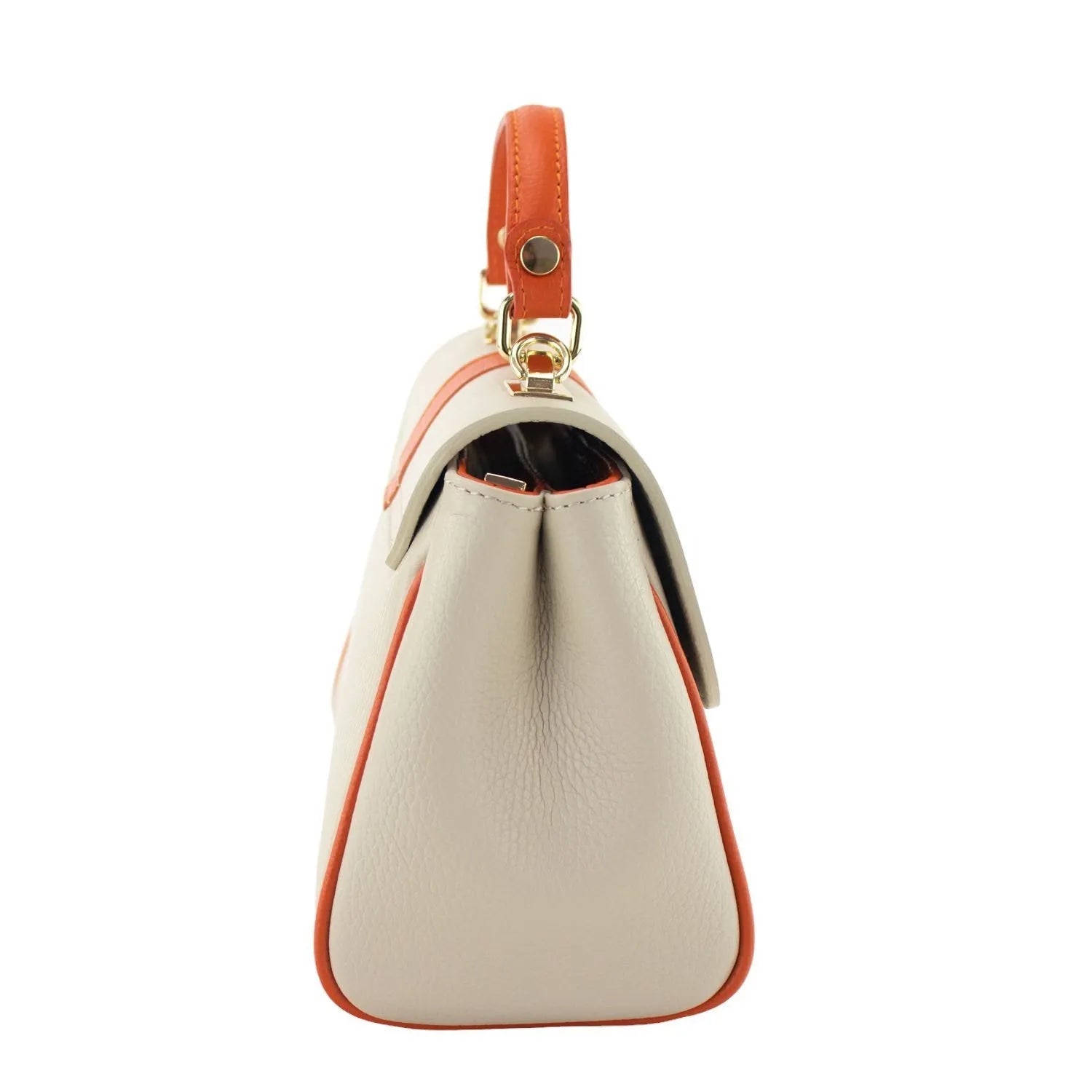 Bolso de Piel Pregato Idillio Bicolor Naranja Beige - KimondoShop