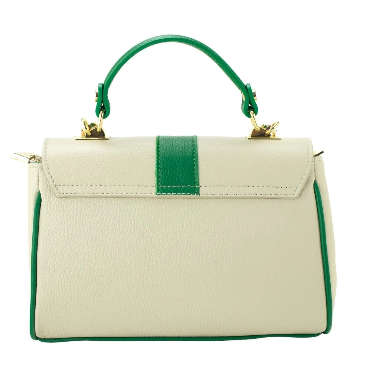 Bolso de Piel Pregato Idillio Bicolor Verde Beige - KimondoShop