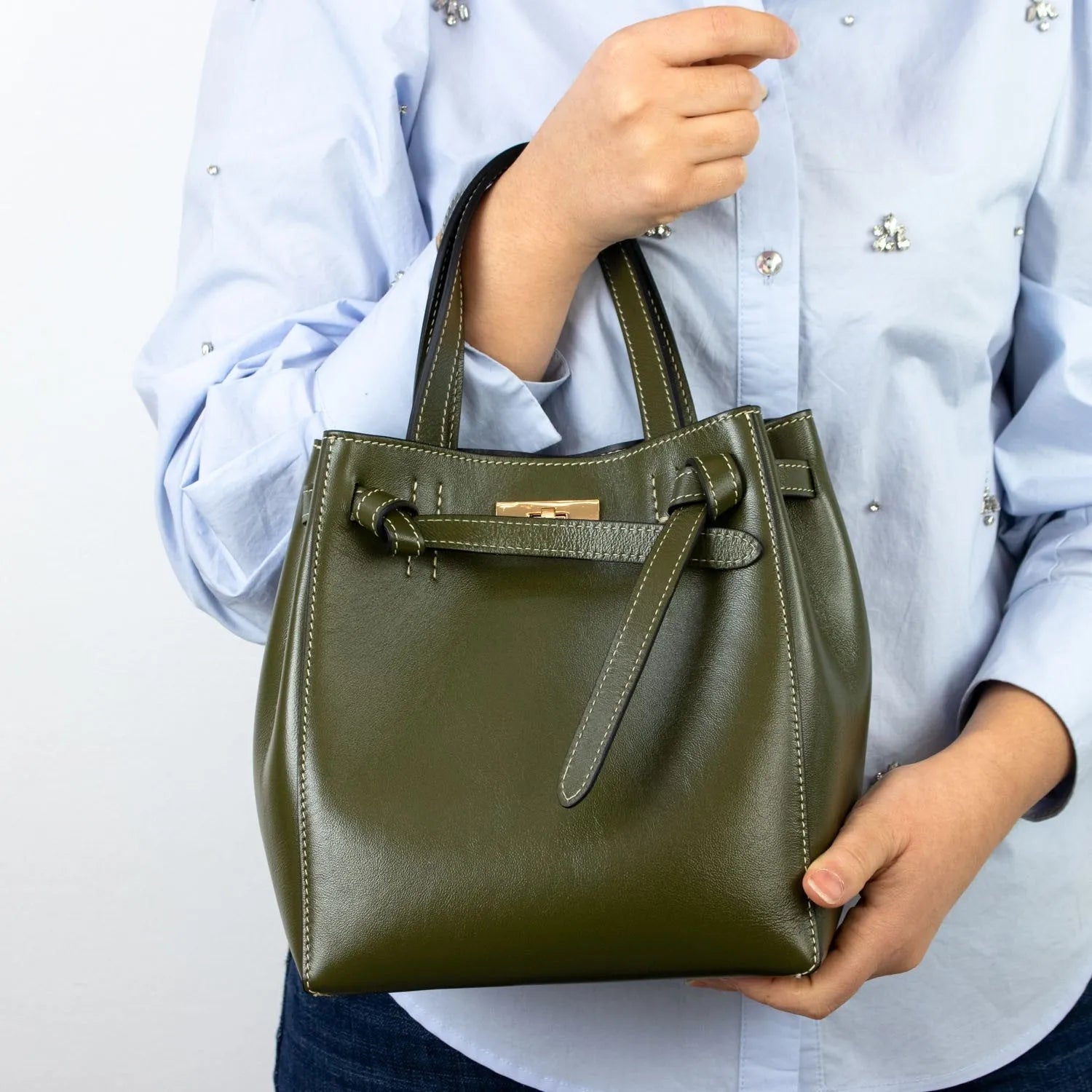 Bolso de Piel Pregato Nuvola Verde - KimondoShop