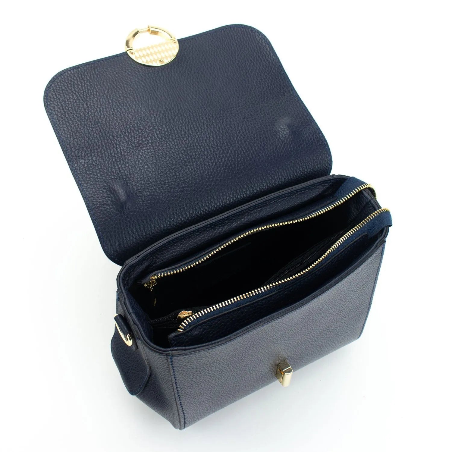 Bolso de Piel Pregato Omega Azul Marino - KimondoShop