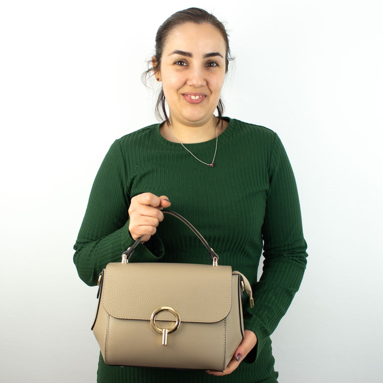 Bolso de Piel Pregato Omega Beige - KimondoShop