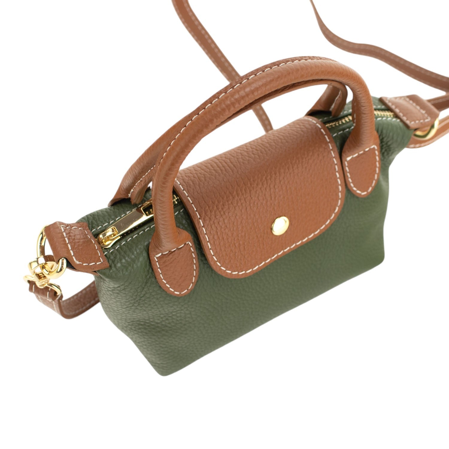 Bolso de Piel Pregato Piuma Verde oliva - KimondoShop