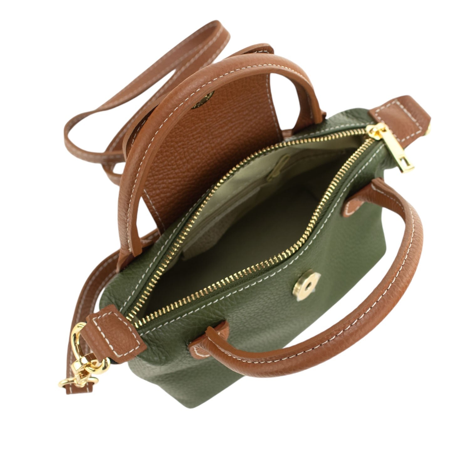 Bolso de Piel Pregato Piuma Verde oliva - KimondoShop