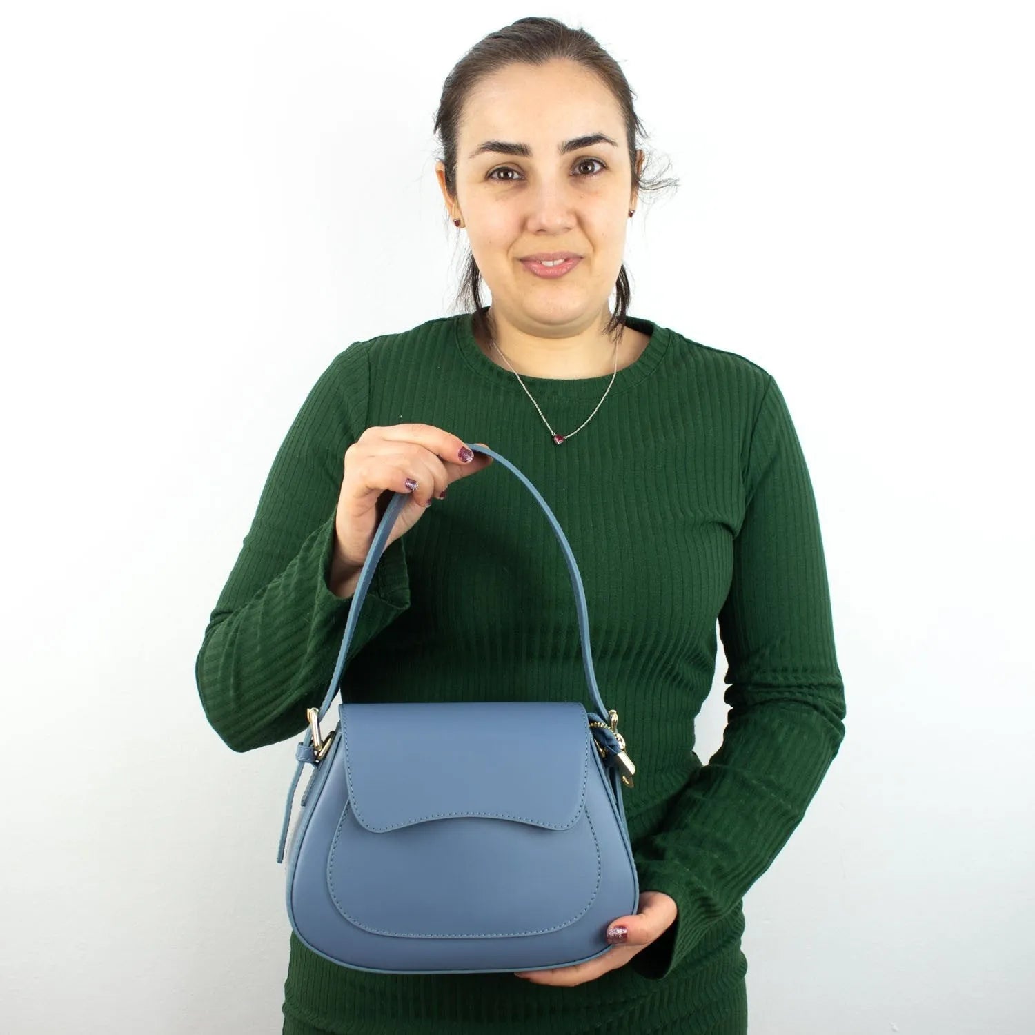 Bolso de Piel Pregato Sigma Azul claro - KimondoShop