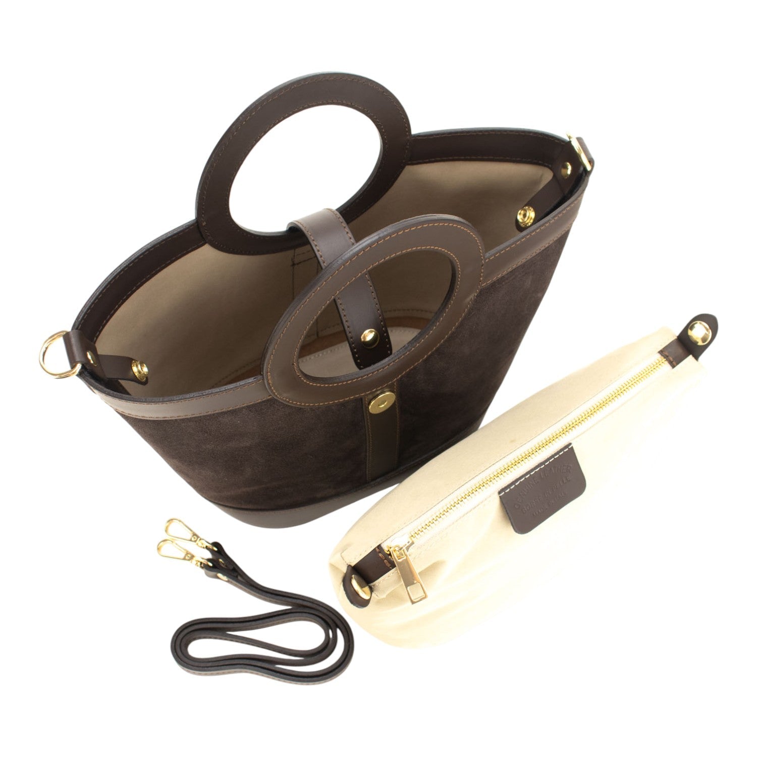 Bolso en piel Pregato Armonia Ante Chocolate - KimondoShop