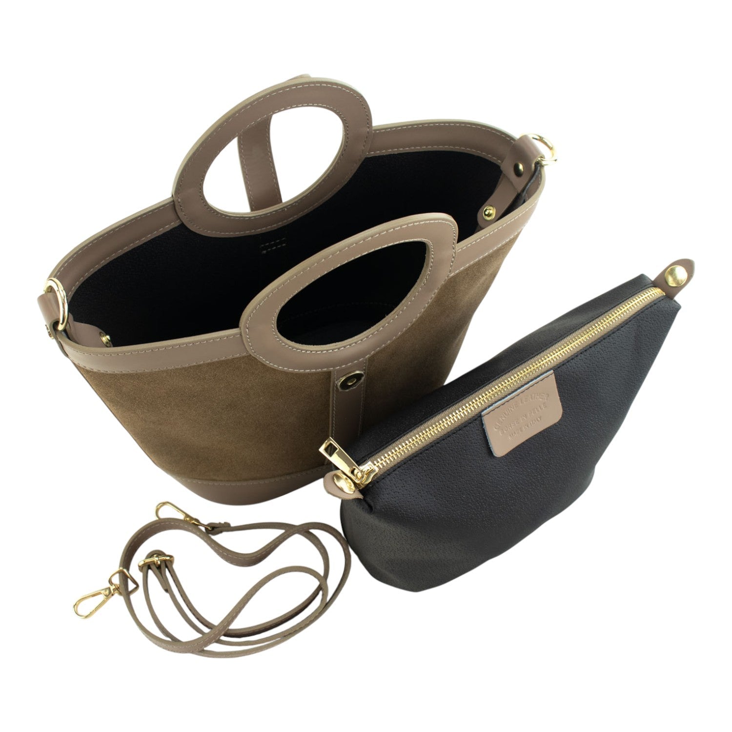 Bolso en piel Pregato Armonia Ante Taupe - KimondoShop