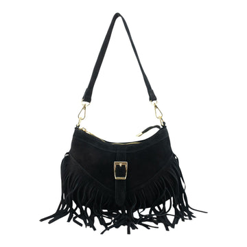 Bolso en piel Pregato Aube Ante Negro - KimondoShop