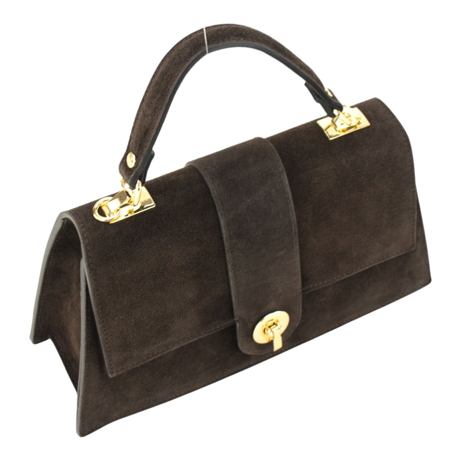 Bolso en piel Pregato Camelia Ante Chocolate - KimondoShop