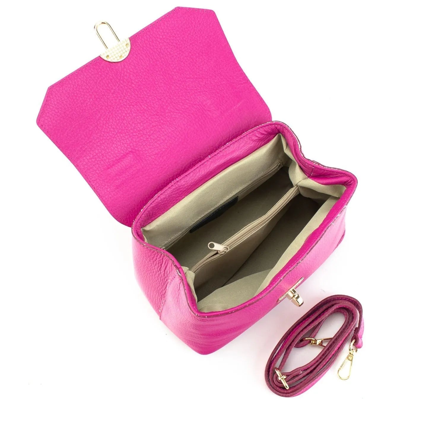 Bolso en Piel Pregato Carezza Fucsia - KimondoShop