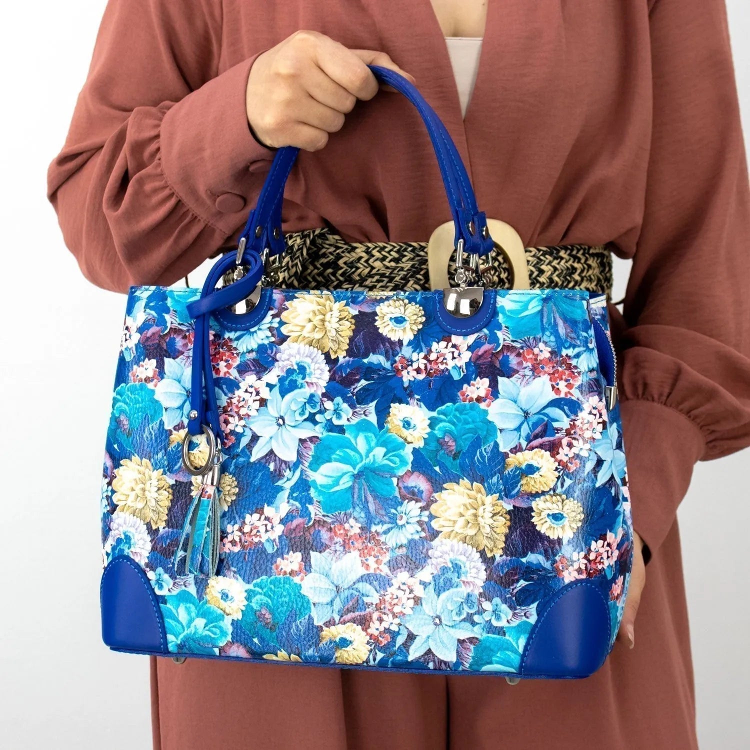 Bolso en piel Pregato Eleganza Colorful Blue - KimondoShop