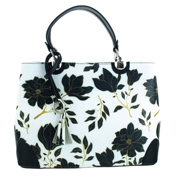 Bolso en piel Pregato Eleganza Fiori Neri Negro - KimondoShop