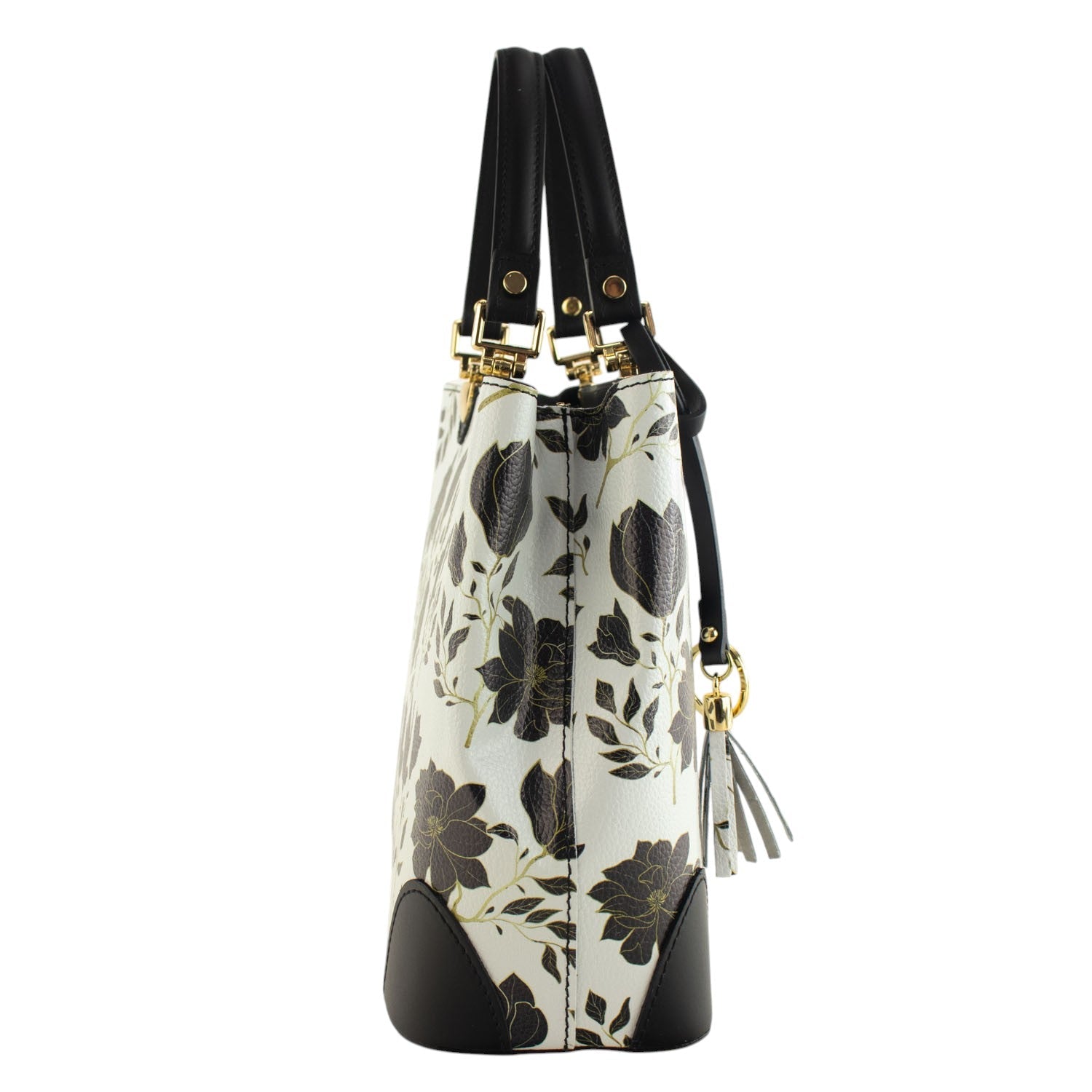 Bolso en piel Pregato Eleganza Fiori Neri Negro - KimondoShop