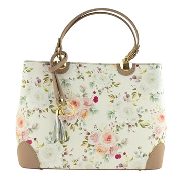 Bolso en piel Pregato Eleganza Floral Taupe - KimondoShop