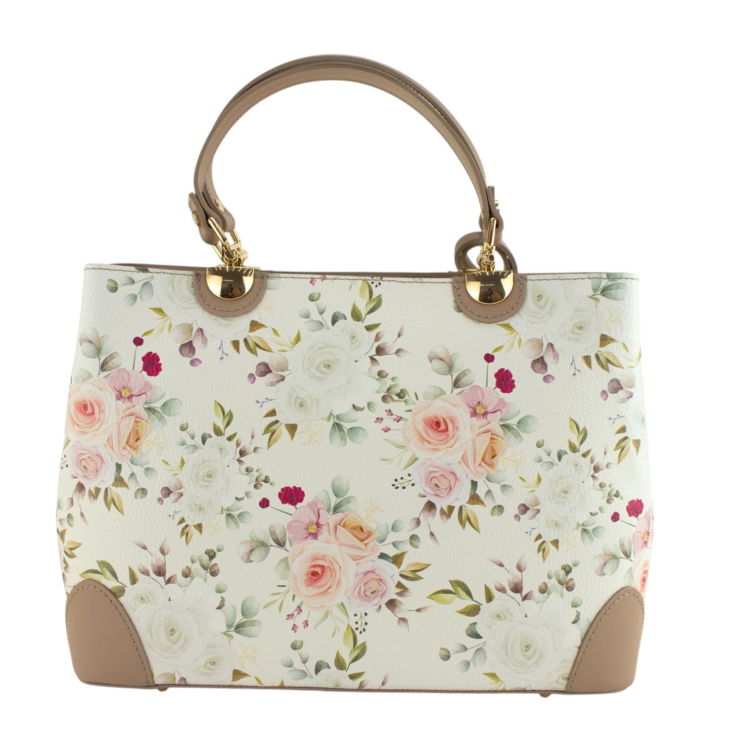 Bolso en piel Pregato Eleganza Floral Taupe - KimondoShop