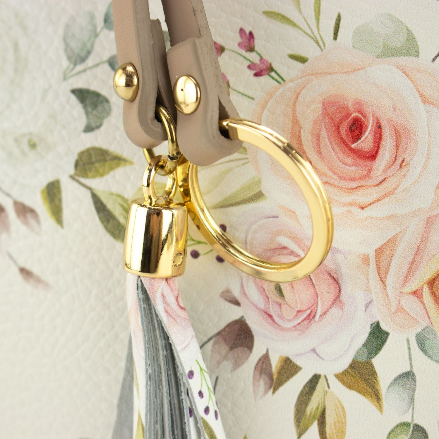 Bolso en piel Pregato Eleganza Floral Taupe - KimondoShop