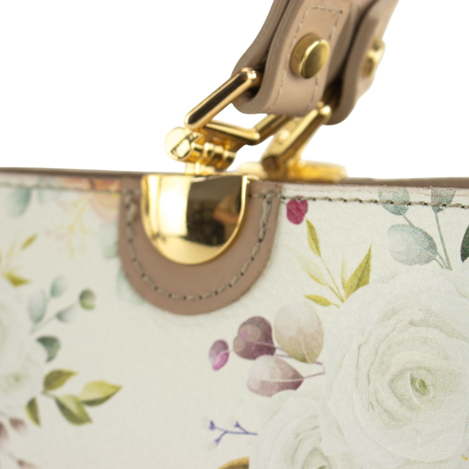 Bolso en piel Pregato Eleganza Floral Taupe - KimondoShop