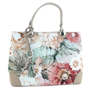 Bolso en piel Pregato Eleganza Flores Beige - KimondoShop