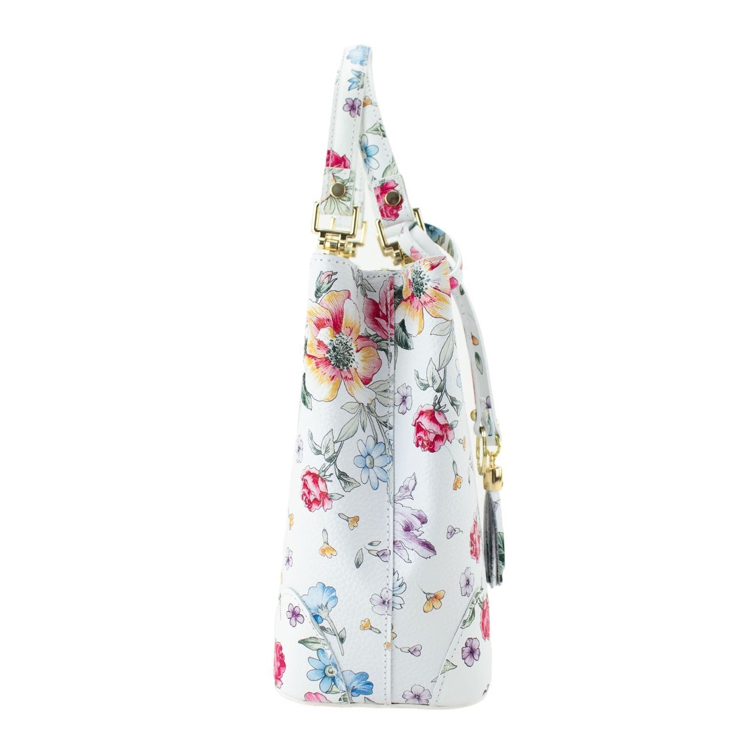 Bolso en piel Pregato Eleganza Flores blancas multicolor - KimondoShop