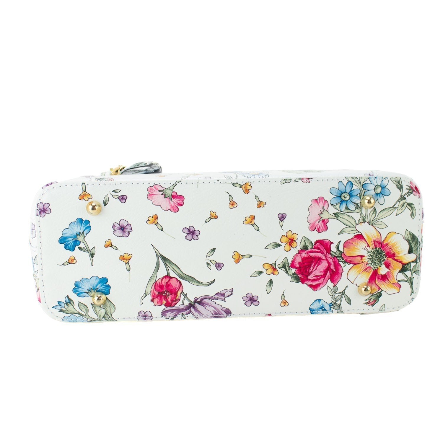 Bolso en piel Pregato Eleganza Flores blancas multicolor - KimondoShop