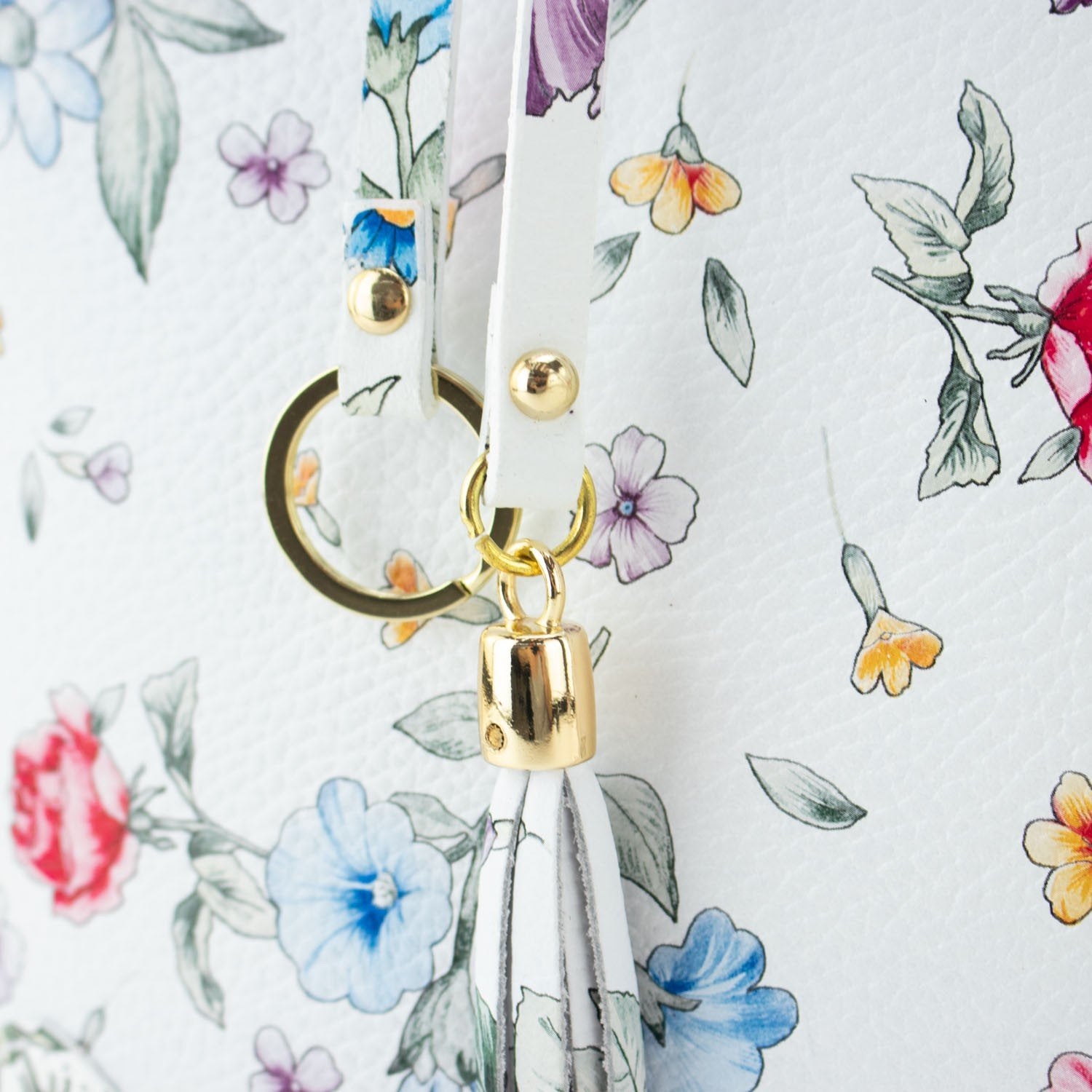Bolso en piel Pregato Eleganza Flores blancas multicolor - KimondoShop