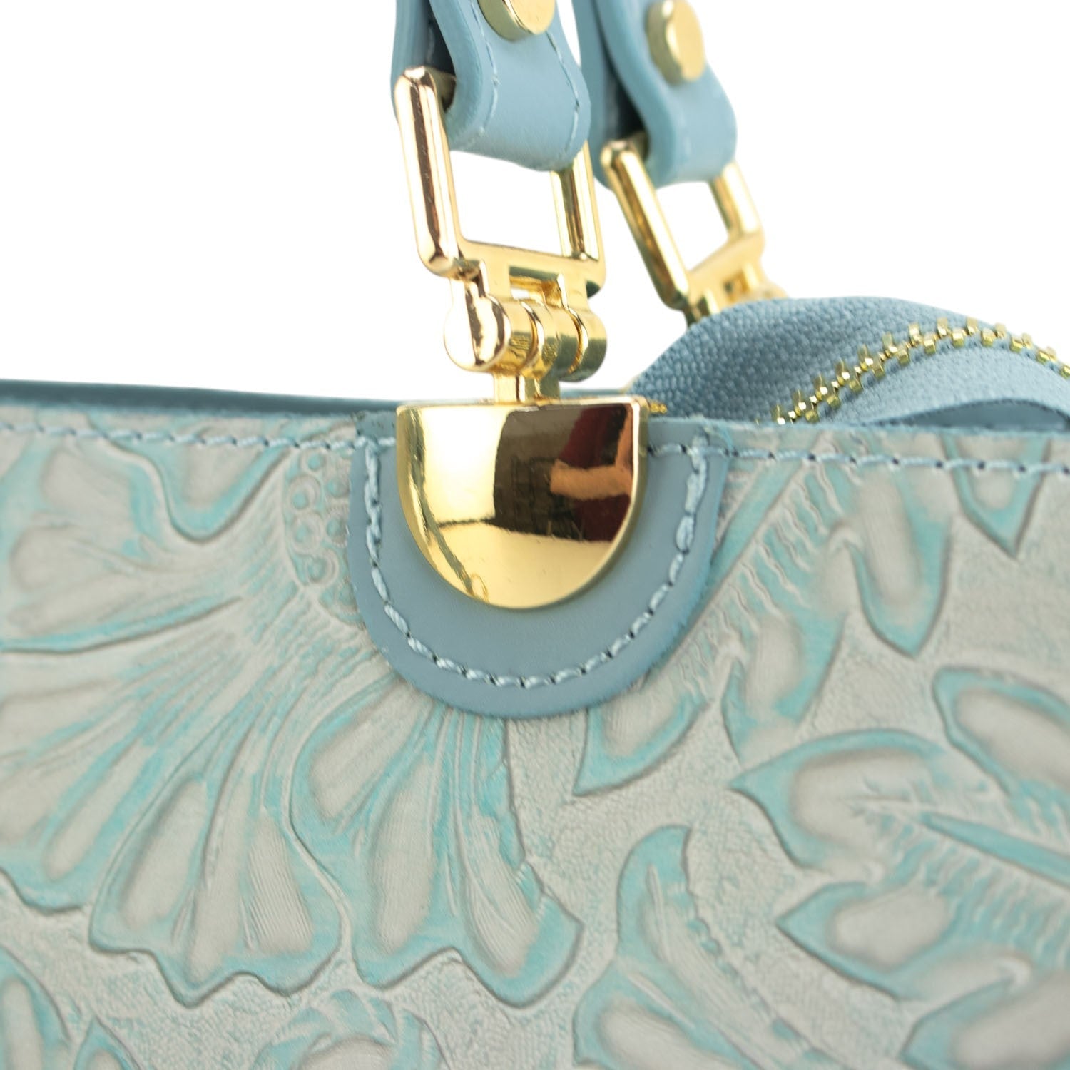 Bolso en piel Pregato Eleganza Grabado Azul - KimondoShop