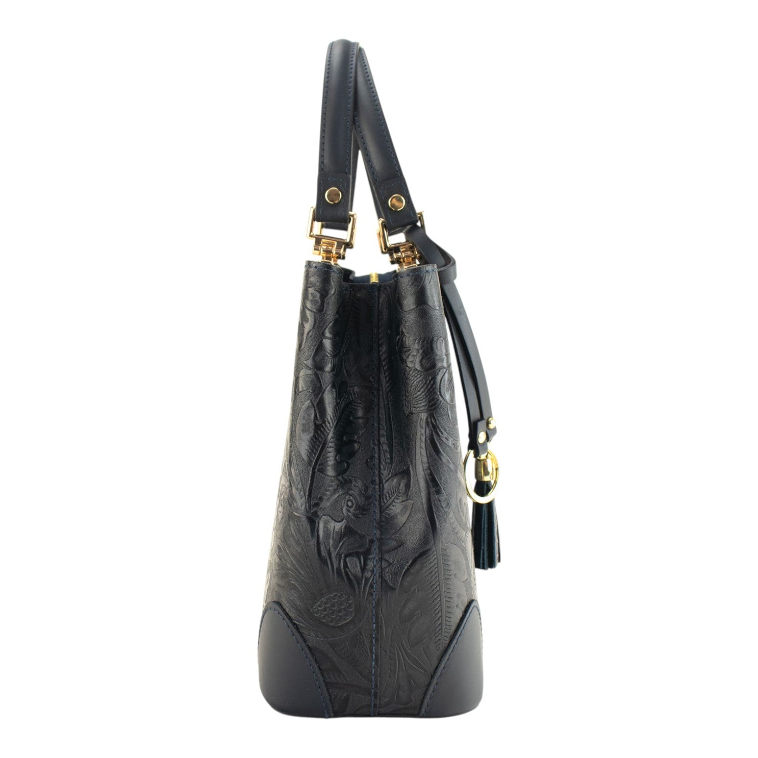 Bolso en piel Pregato Eleganza Grabado Azul marino - KimondoShop