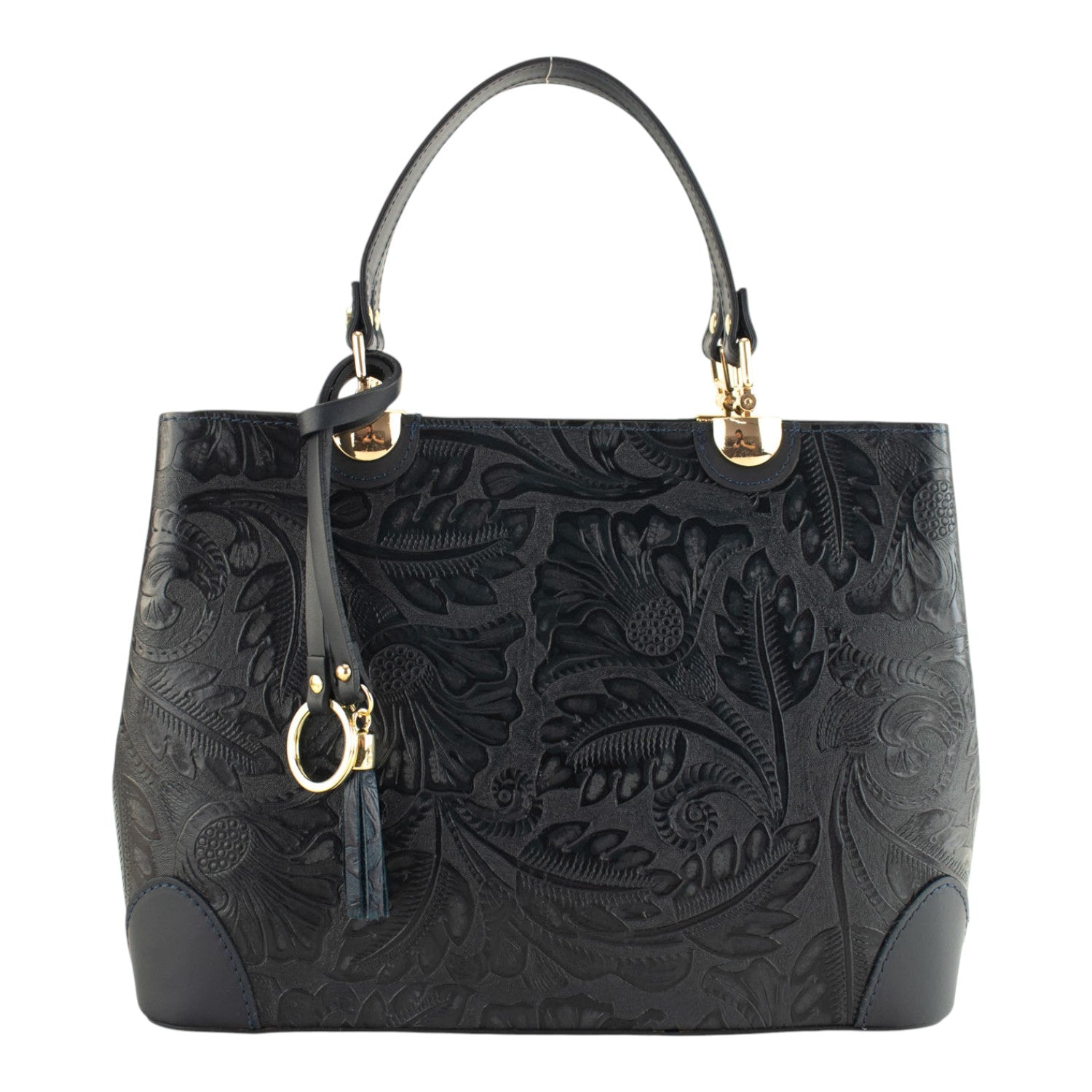 Bolso en piel Pregato Eleganza Grabado Azul marino - KimondoShop