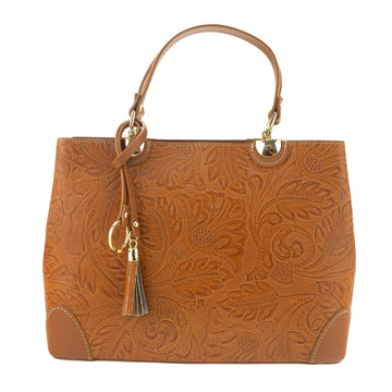 Bolso en piel Pregato Eleganza Grabado Camel - KimondoShop