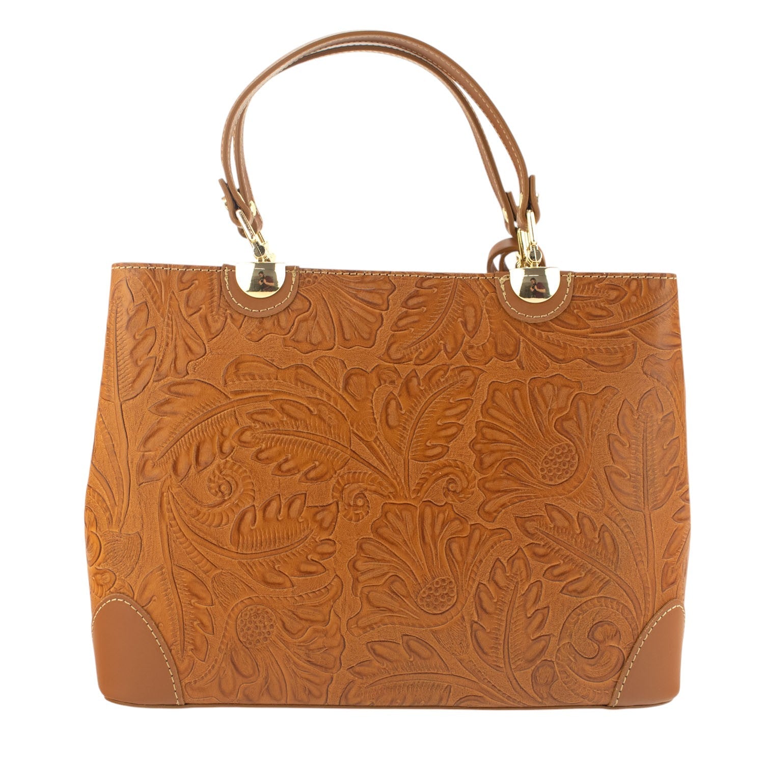 Bolso en piel Pregato Eleganza Grabado Camel - KimondoShop