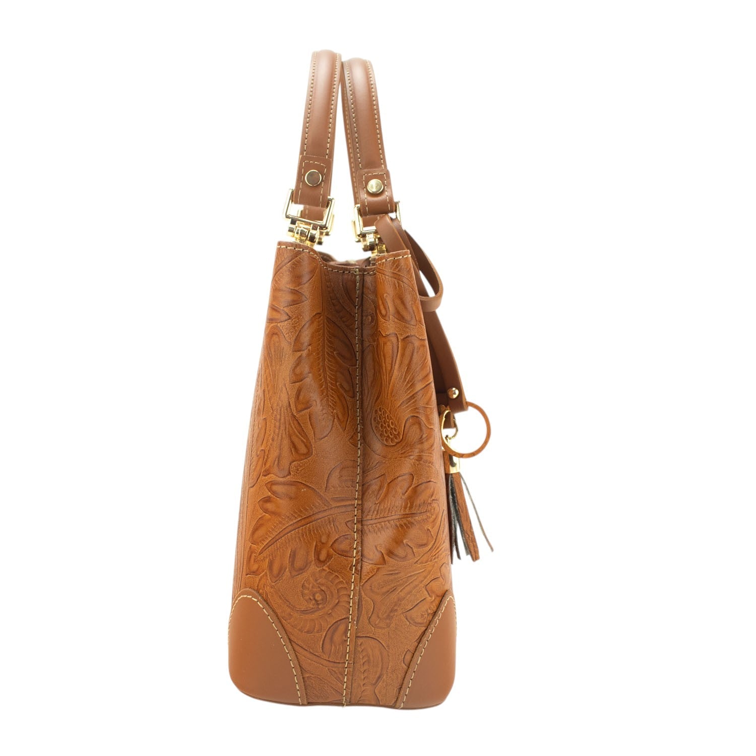 Bolso en piel Pregato Eleganza Grabado Camel - KimondoShop