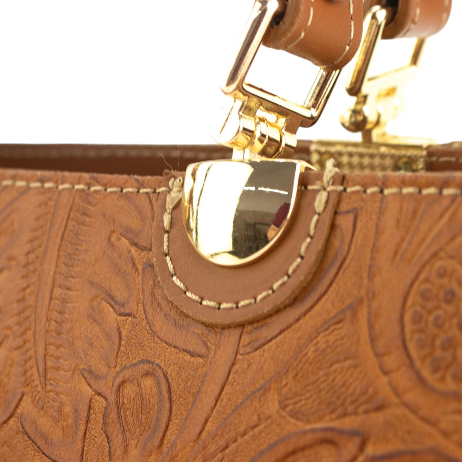 Bolso en piel Pregato Eleganza Grabado Camel - KimondoShop