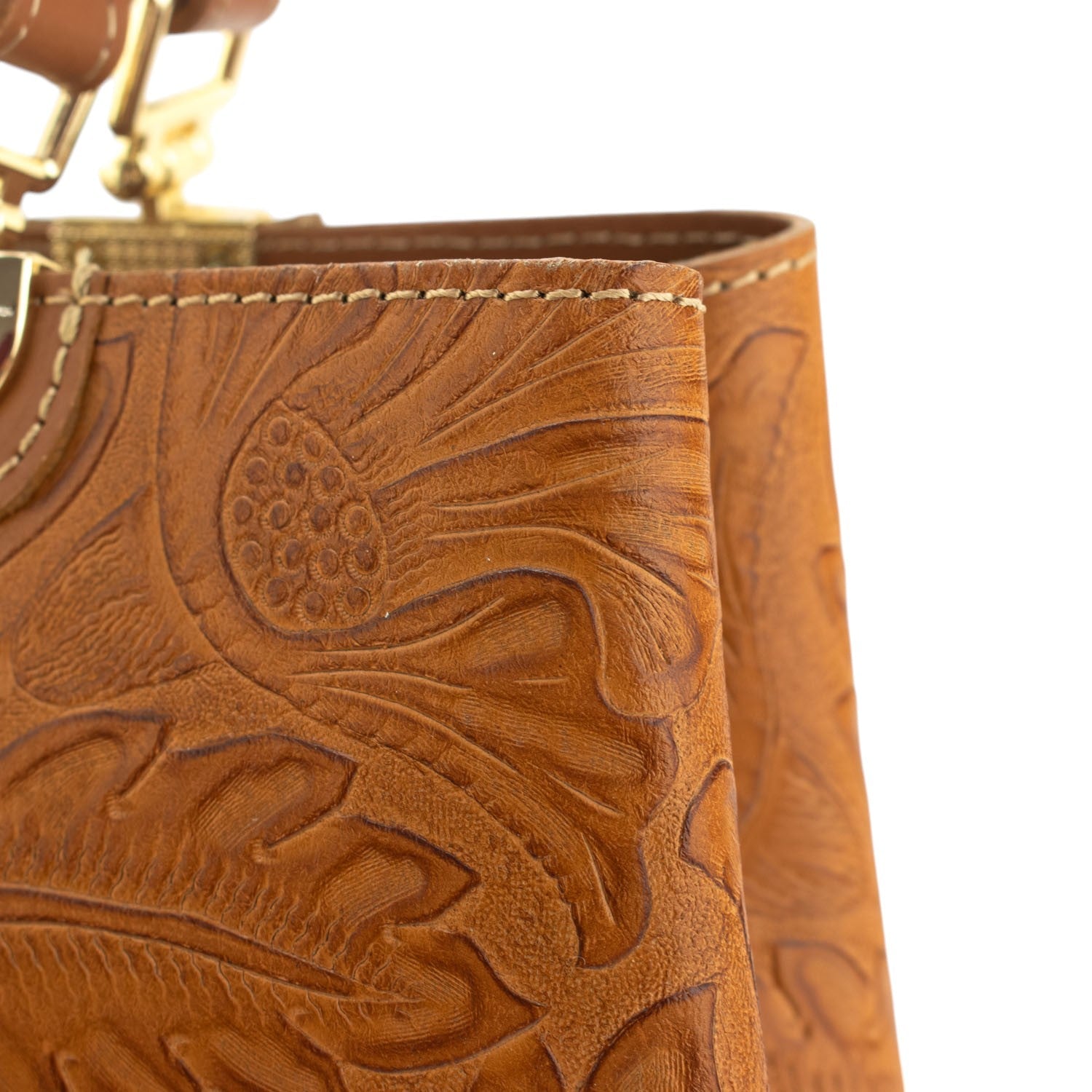 Bolso en piel Pregato Eleganza Grabado Camel - KimondoShop