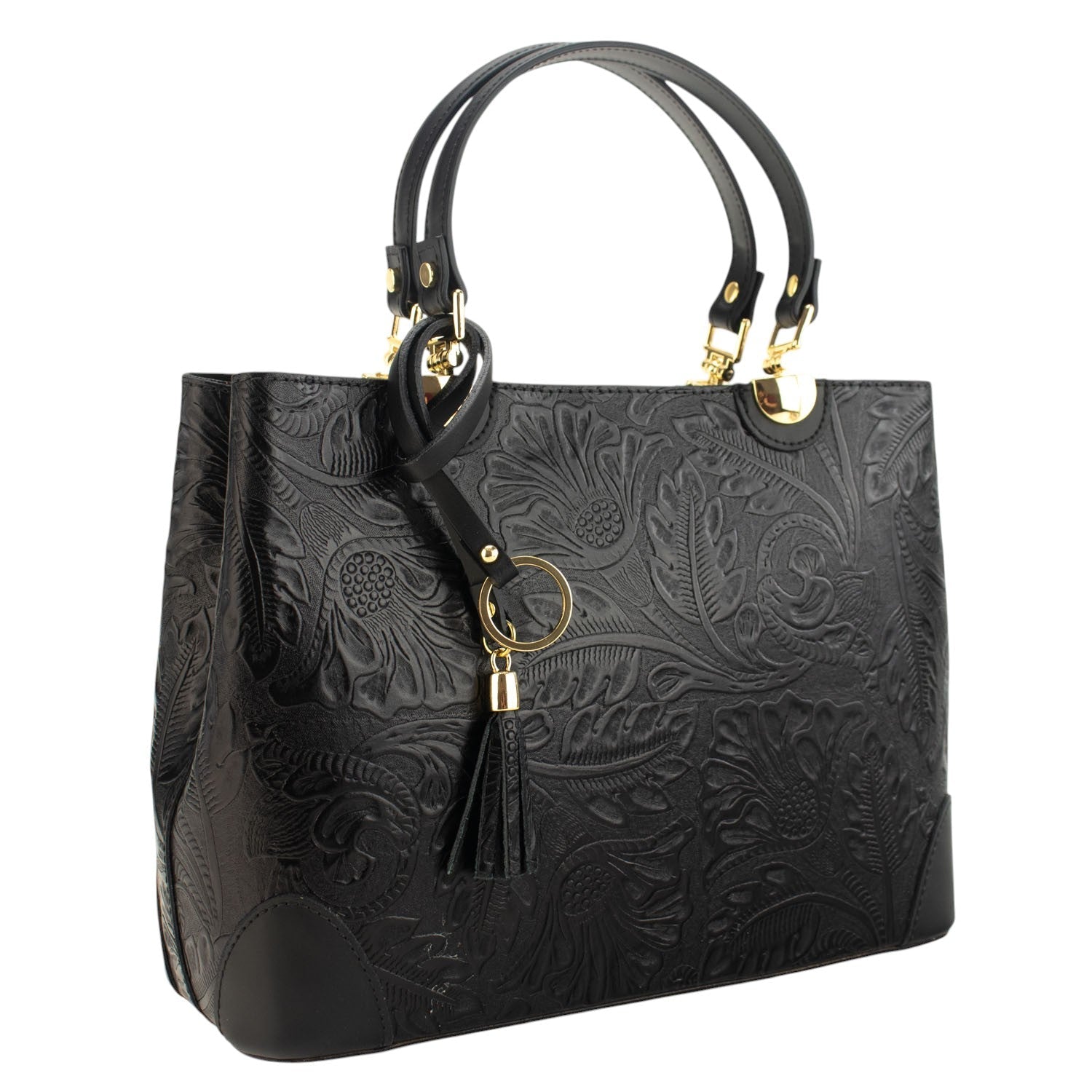 Bolso en piel Pregato Eleganza Grabado Negro - KimondoShop