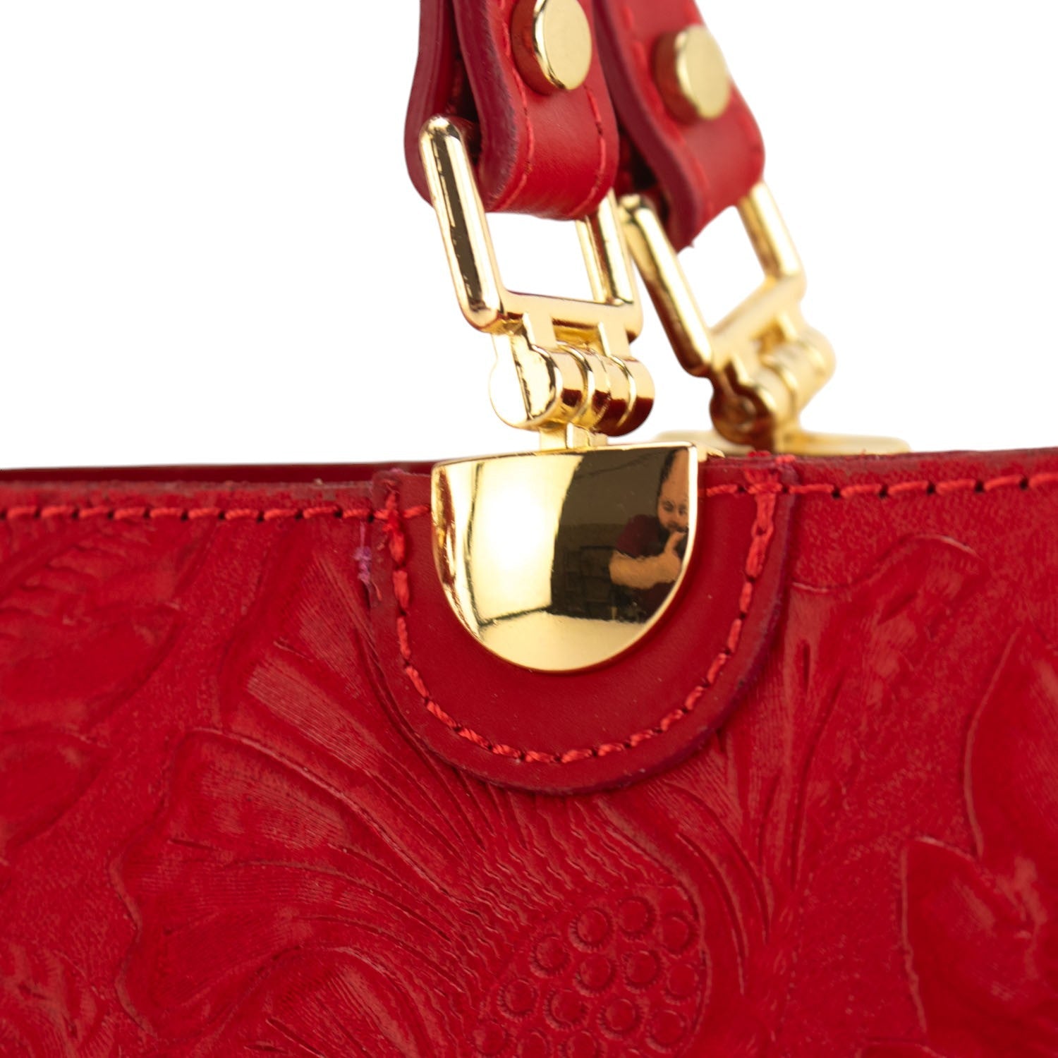 Bolso en piel Pregato Eleganza Grabado Rojo - KimondoShop