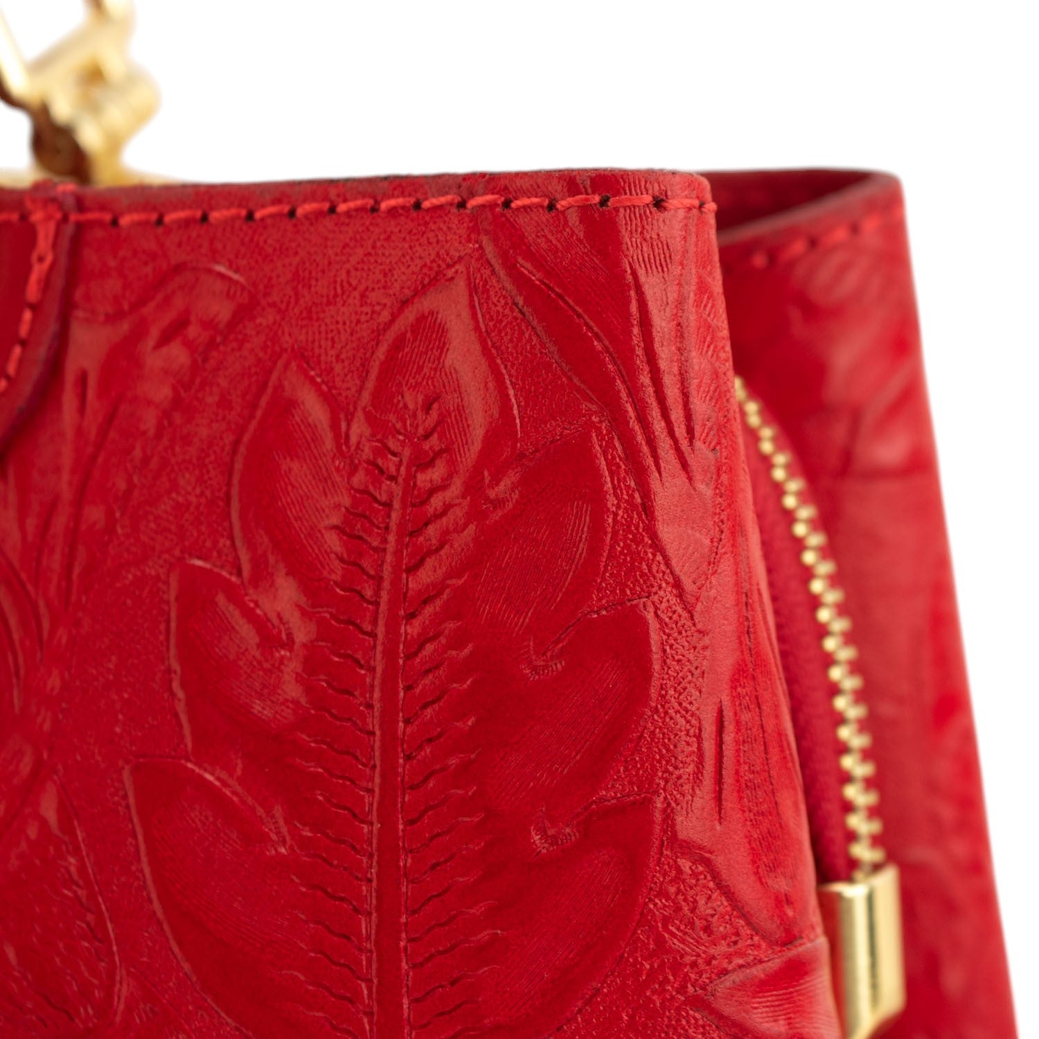 Bolso en piel Pregato Eleganza Grabado Rojo - KimondoShop