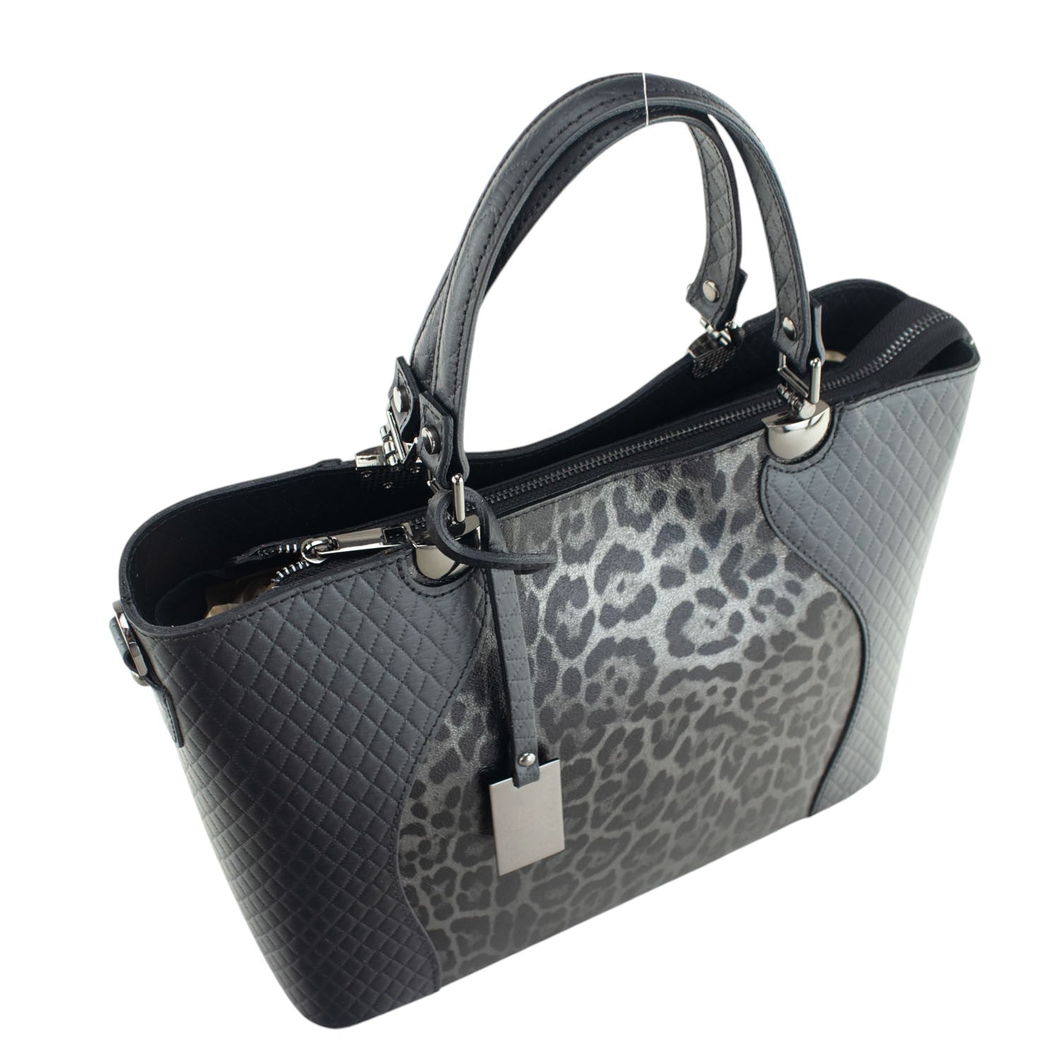 Bolso en piel Pregato Eleganza Li Black Leopard - KimondoShop