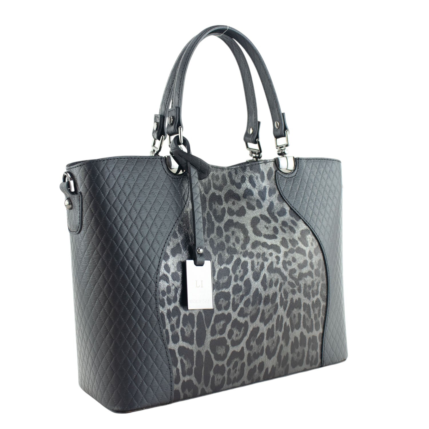 Bolso en piel Pregato Eleganza Li Black Leopard - KimondoShop