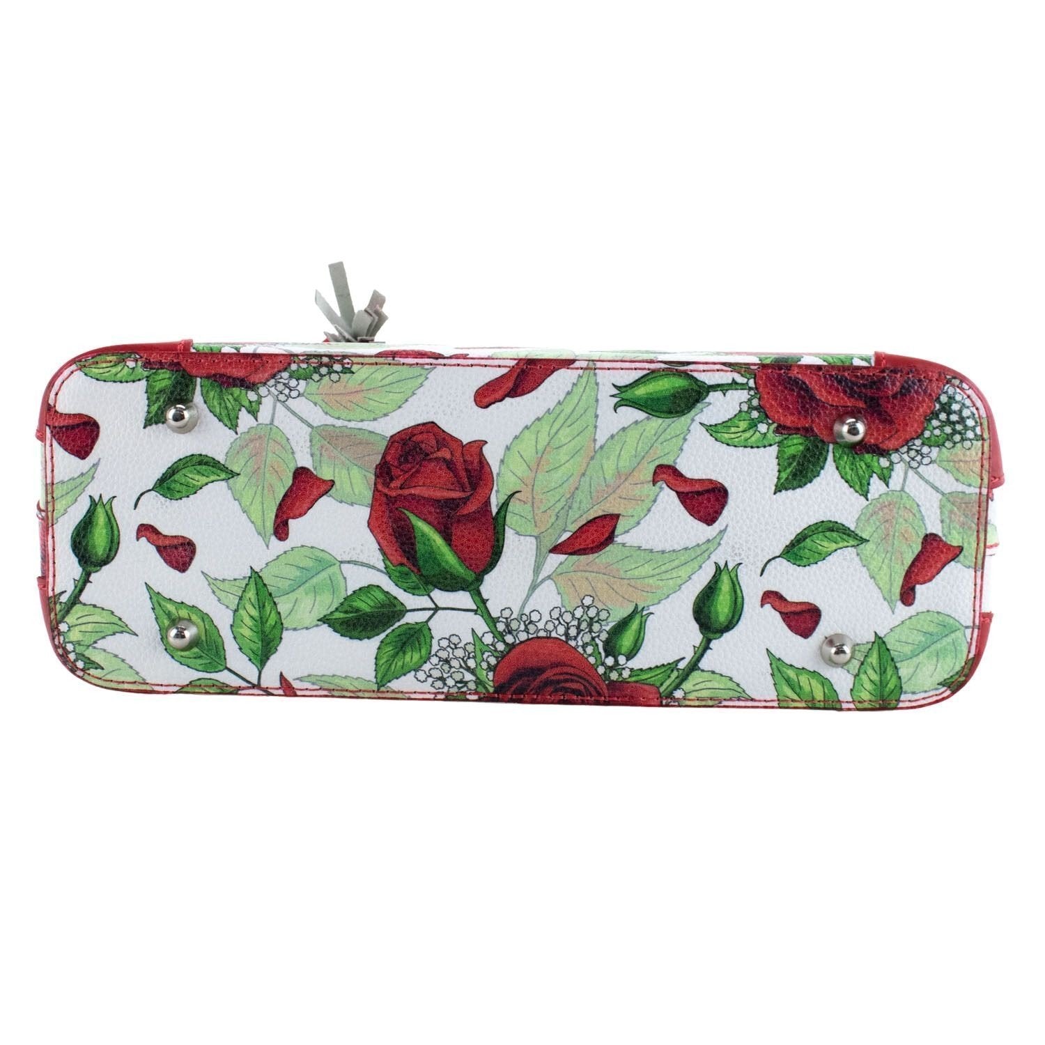 Bolso en piel Pregato Eleganza Rosas verde - KimondoShop