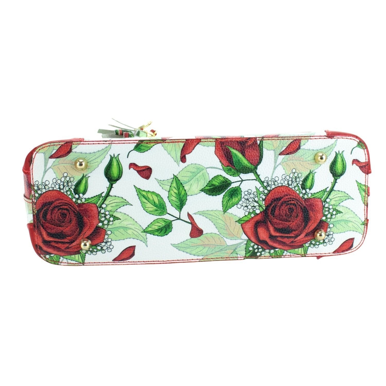 Bolso en piel Pregato Eleganza Rosas verde - KimondoShop