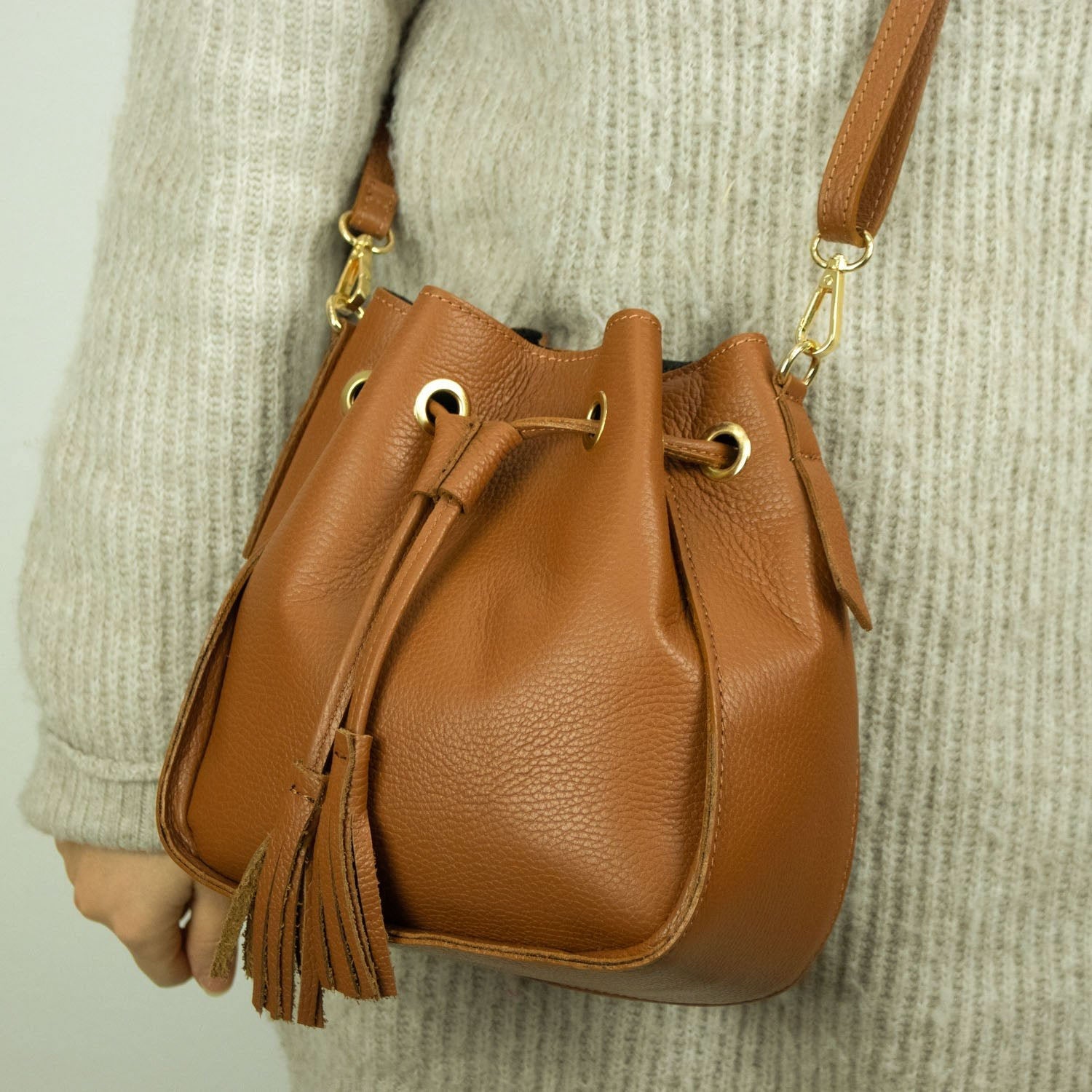 Bolso en Piel Pregato Laguna Camel - KimondoShop