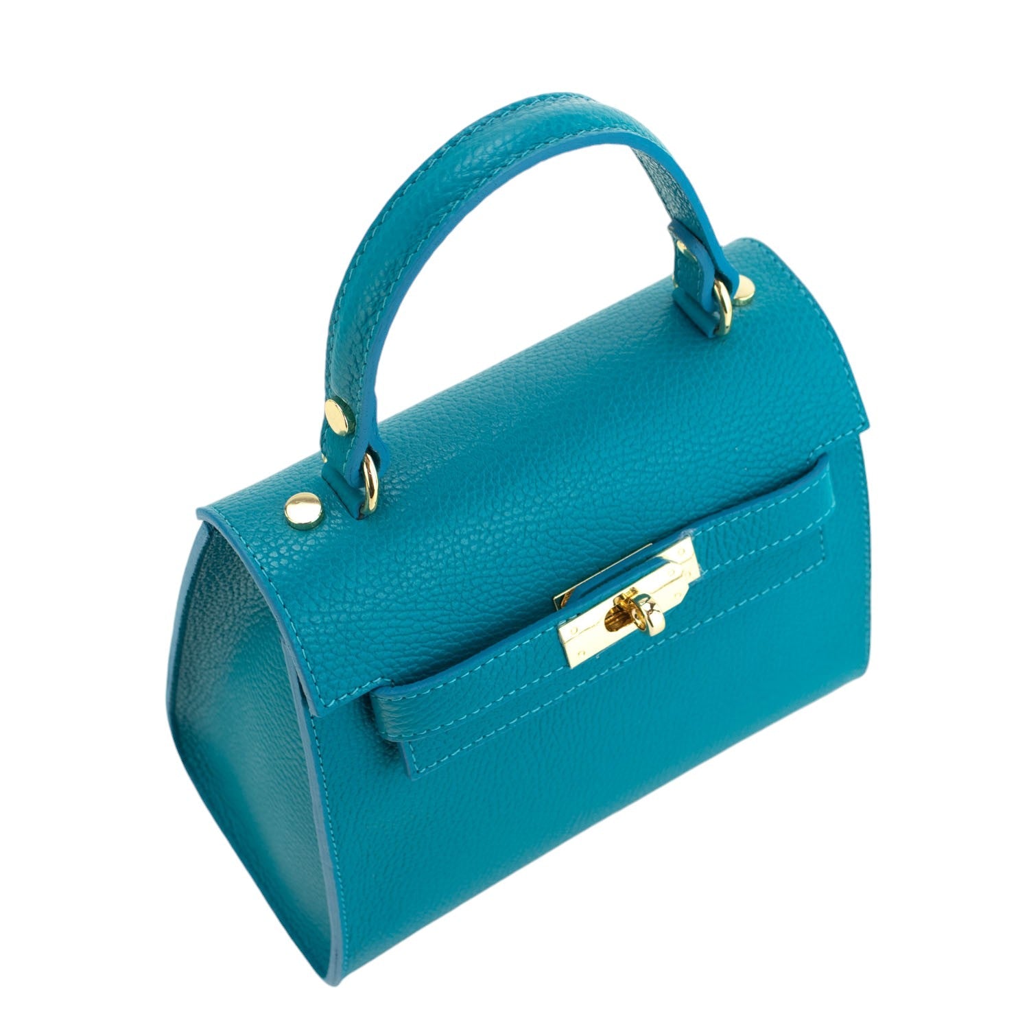 Bolso en Piel Pregato Latenza Azul Turquesa - KimondoShop