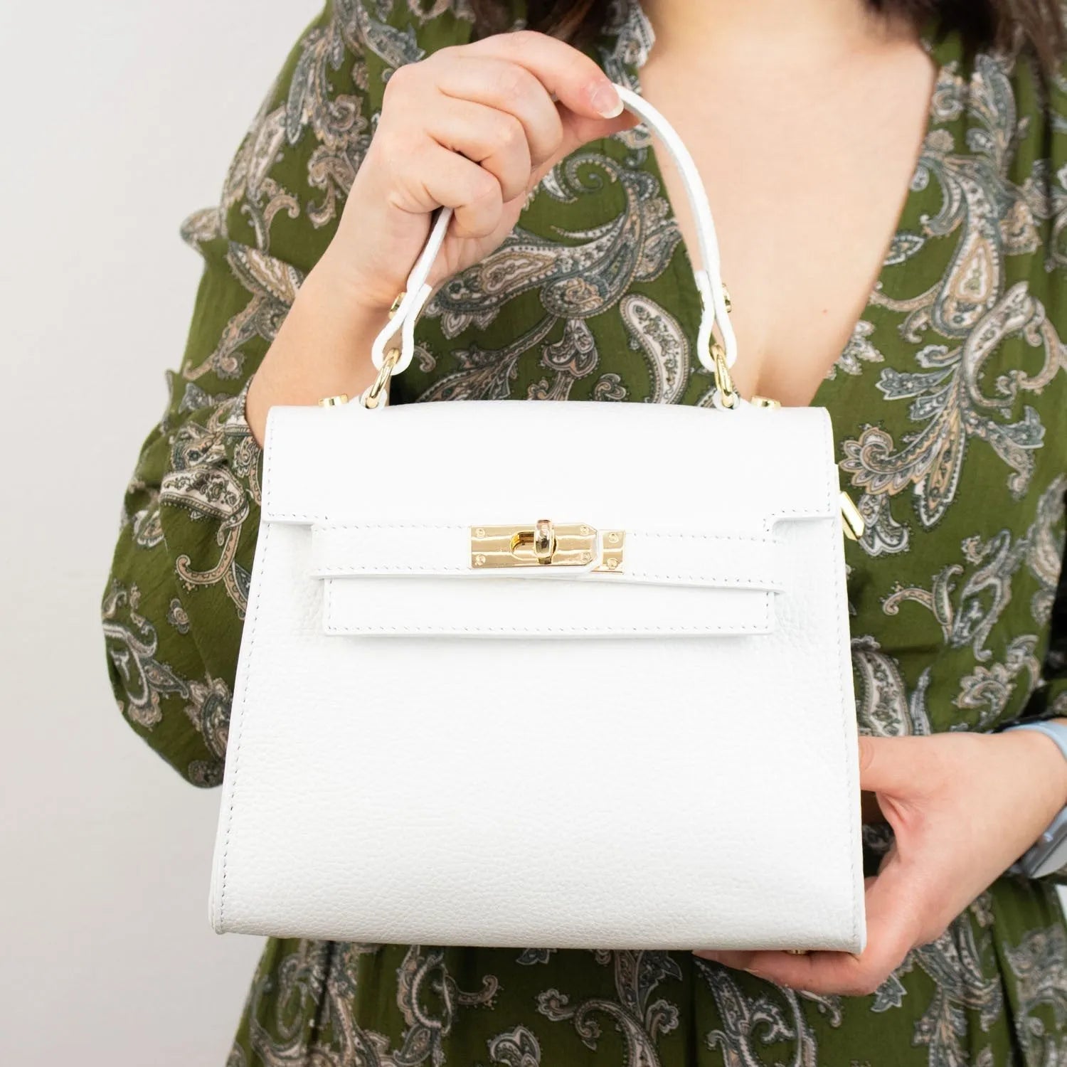 Bolso en Piel Pregato Latenza Blanco - KimondoShop