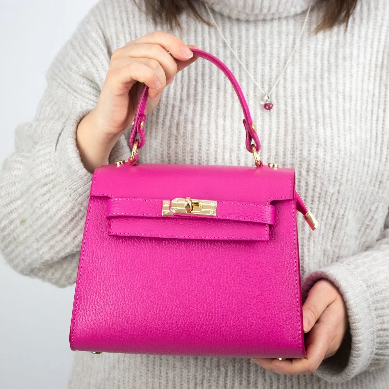 Bolso en Piel Pregato Latenza Fucsia - KimondoShop