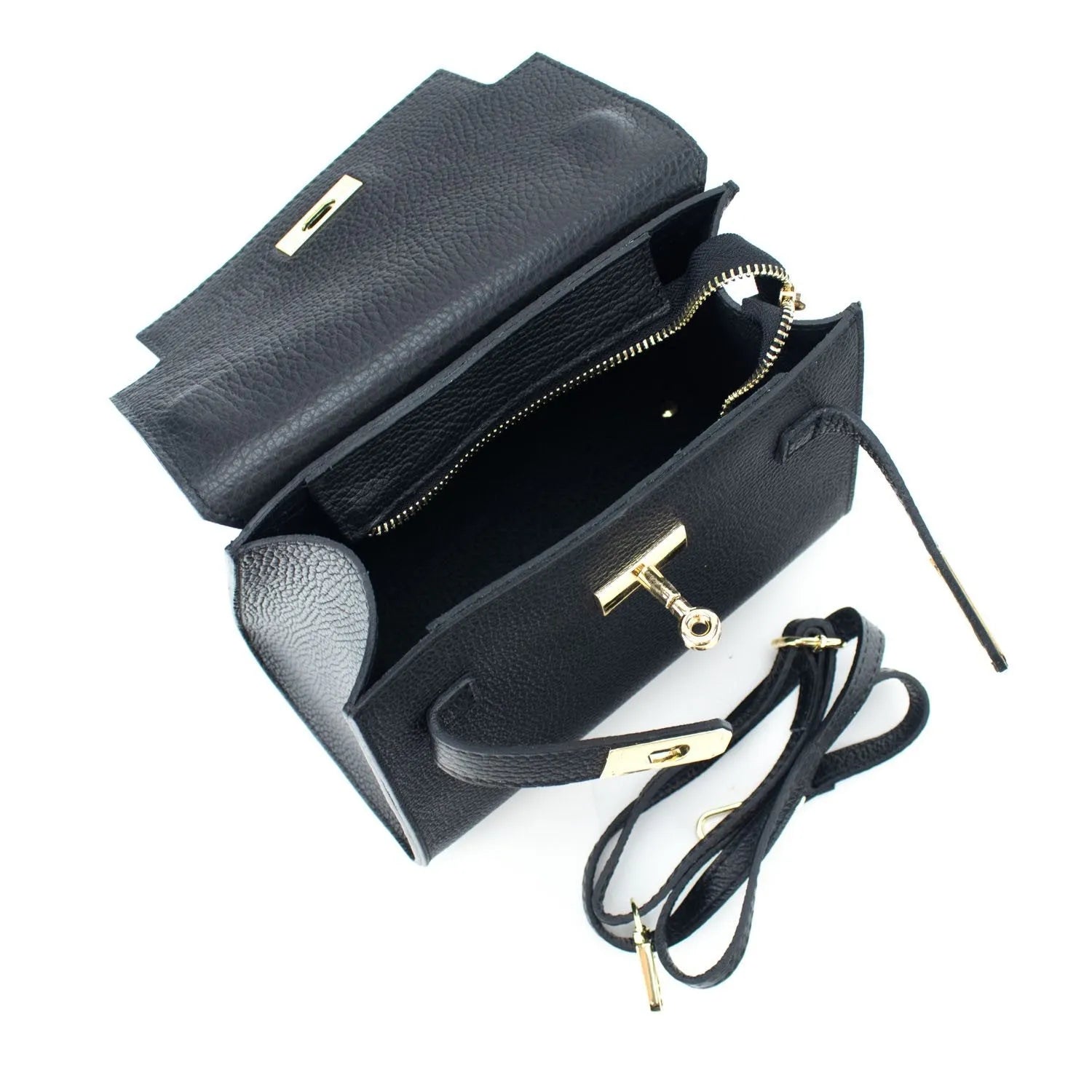 Bolso en Piel Pregato Latenza Negro - KimondoShop